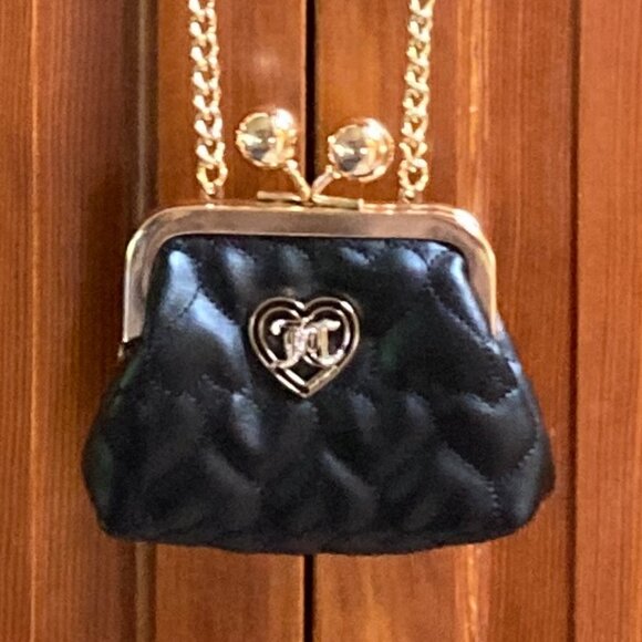 Juicy Couture Black Small Purse Swarovski Crystals Logo - Chain strap - NWT - Picture 6 of 10